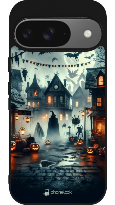 Coque Google Pixel 9 / Pixel 9 Pro - Silicone rigide noir Halloween Spookville Coque Google Pixel 9 / Pixel 9 Pro - Silicone rigide noir Halloween Spookville