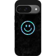 Google Pixel 9 / Pixel 9 Pro Case Hülle - Silikon schwarz Happy smiley irisirt