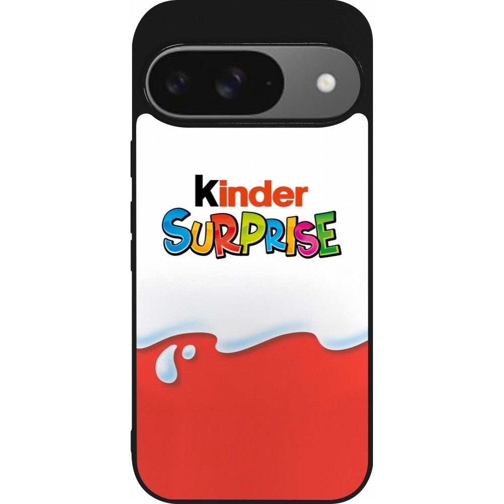 Google Pixel 9 / Pixel 9 Pro Case Hülle - Silikon schwarz Kinder Surprise