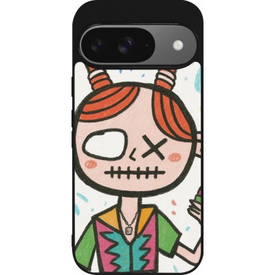 Google Pixel 9 / Pixel 9 Pro Case Hülle - Silikon schwarz Little Girl Sketch