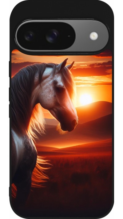 Coque Google Pixel 9 / Pixel 9 Pro - Silicone rigide noir Majestic Sunset Horse Coque Google Pixel 9 / Pixel 9 Pro - Silicone rigide noir Majestic Sunset Horse