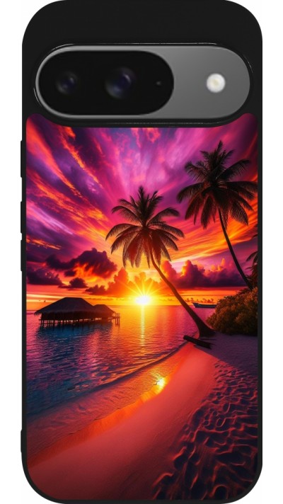 Coque Google Pixel 9 / Pixel 9 Pro - Silicone rigide noir Maldives Dusk Bliss Coque Google Pixel 9 / Pixel 9 Pro - Silicone rigide noir Maldives Dusk Bliss