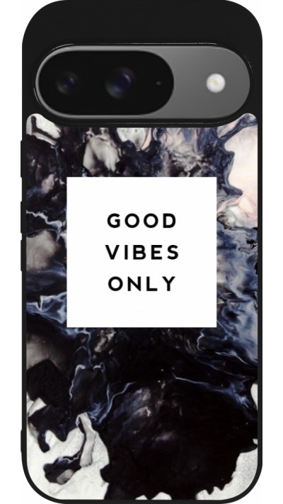 Coque Google Pixel 9 / Pixel 9 Pro - Silicone rigide noir Marble Good Vibes Only Coque Google Pixel 9 / Pixel 9 Pro - Silicone rigide noir Marble Good Vibes Only