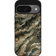 Google Pixel 9 / Pixel 9 Pro Case Hülle - Silikon schwarz Oliv Marmor