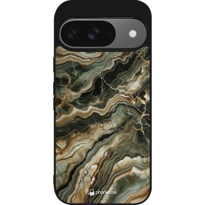 Google Pixel 9 / Pixel 9 Pro Case Hülle - Silikon schwarz Oliv Marmor