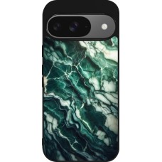 Google Pixel 9 / Pixel 9 Pro Case Hülle - Silikon schwarz Majestätischer grüner Marmor