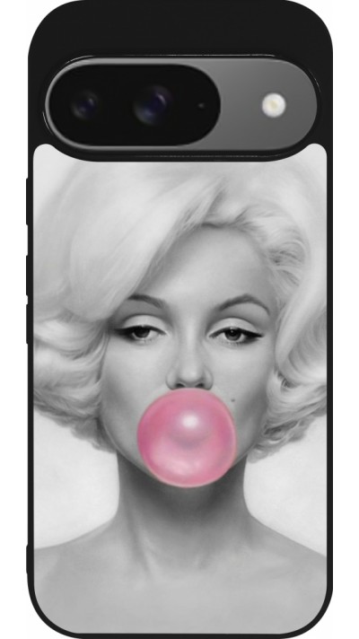 Coque Google Pixel 9 / Pixel 9 Pro - Silicone rigide noir Marilyn Bubble Coque Google Pixel 9 / Pixel 9 Pro - Silicone rigide noir Marilyn Bubble