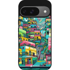 Google Pixel 9 / Pixel 9 Pro Case Hülle - Silikon schwarz Medellin Comuna 13 Kunst