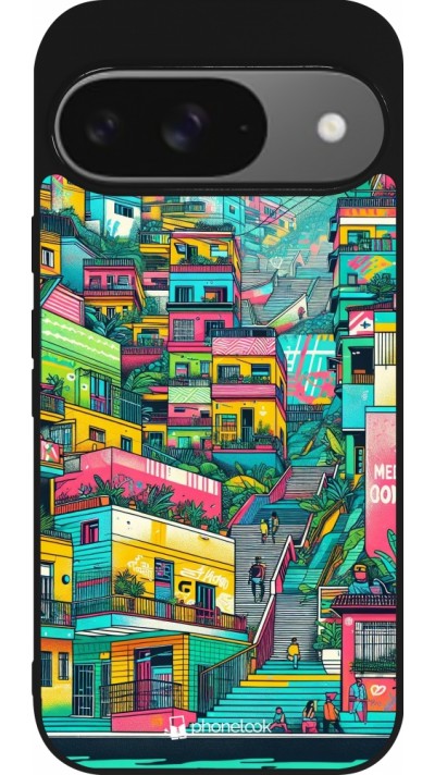 Coque Google Pixel 9 / Pixel 9 Pro - Silicone rigide noir Medellin Comuna 13 Art Coque Google Pixel 9 / Pixel 9 Pro - Silicone rigide noir Medellin Comuna 13 Art