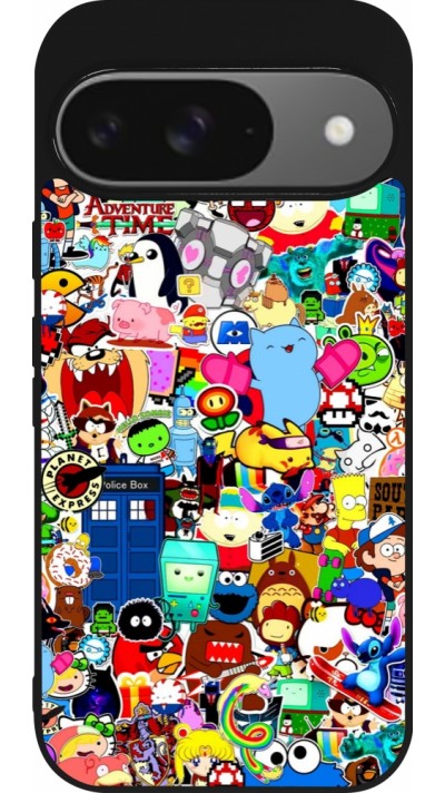 Coque Google Pixel 9 / Pixel 9 Pro - Silicone rigide noir Mixed cartoons Coque Google Pixel 9 / Pixel 9 Pro - Silicone rigide noir Mixed cartoons