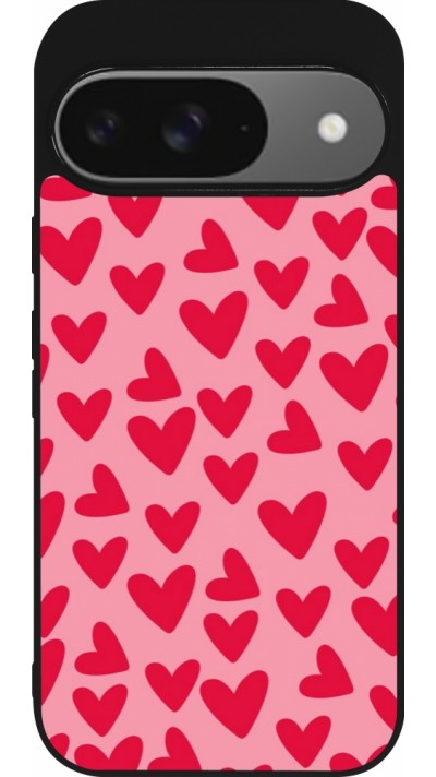 Coque Google Pixel 9 / Pixel 9 Pro - Silicone rigide noir Mom 2024 petits coeurs Coque Google Pixel 9 / Pixel 9 Pro - Silicone rigide noir Mom 2024 petits coeurs