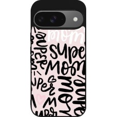 Google Pixel 9 / Pixel 9 Pro Case Hülle - Silikon schwarz Mom 2024 Super mom