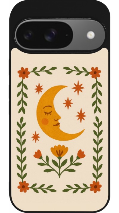 Google Pixel 9 / Pixel 9 Pro Case Hülle - Silikon schwarz Half moon stamp 2026