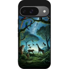 Google Pixel 9 / Pixel 9 Pro Case Hülle - Silikon schwarz Paradies der exotischen Tiere