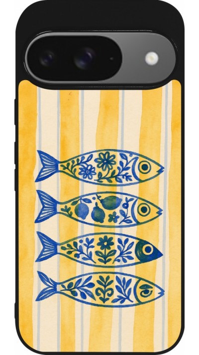 Google Pixel 9 / Pixel 9 Pro Case Hülle - Silikon schwarz Portuguese fish 2026