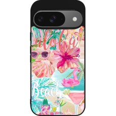 Google Pixel 9 / Pixel 9 Pro Case Hülle - Silikon schwarz Preppy Collage Aloha