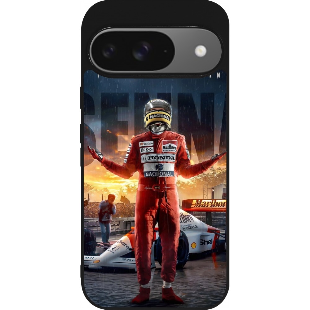 Google Pixel 9 / Pixel 9 Pro Case Hülle - Silikon schwarz Senna The King of Rain