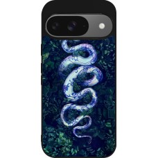 Google Pixel 9 / Pixel 9 Pro Case Hülle - Silikon schwarz Snake Blue Anaconda