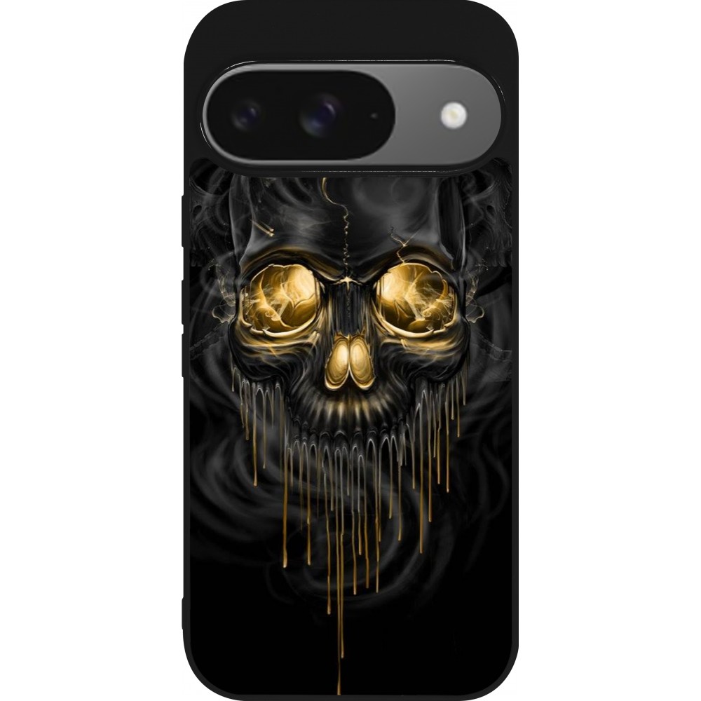 Google Pixel 9 / Pixel 9 Pro Case Hülle - Silikon schwarz Skull 02