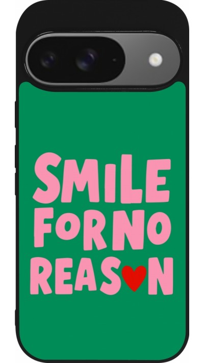 Google Pixel 9 / Pixel 9 Pro Case Hülle - Silikon schwarz Smile for no reason 2026