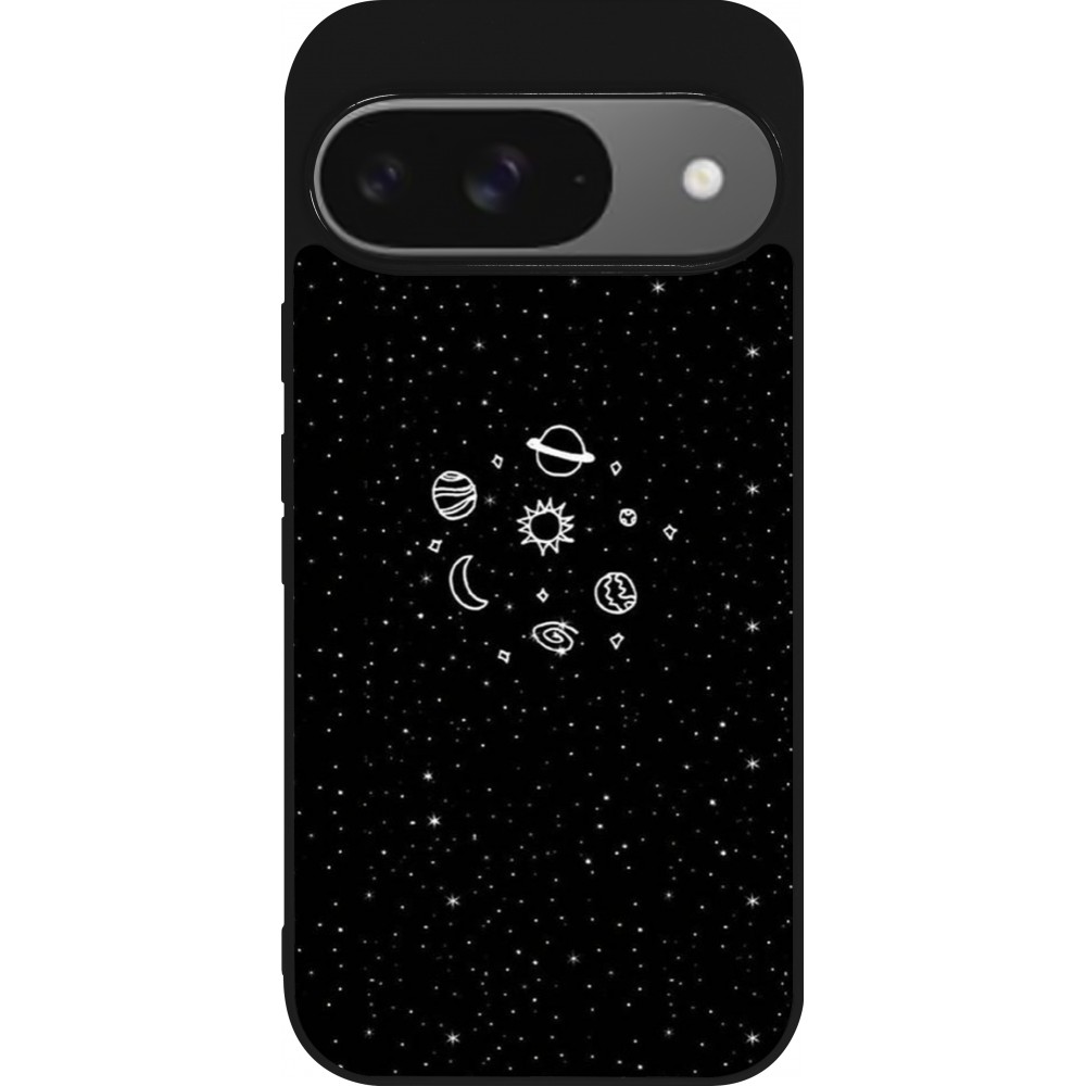 Google Pixel 9 / Pixel 9 Pro Case Hülle - Silikon schwarz Space Doodle