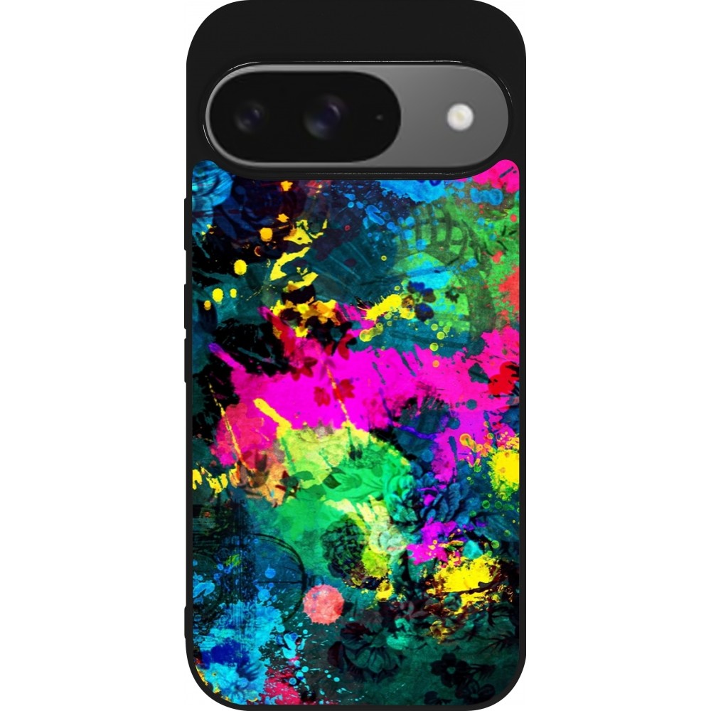 Google Pixel 9 / Pixel 9 Pro Case Hülle - Silikon schwarz Splash paint