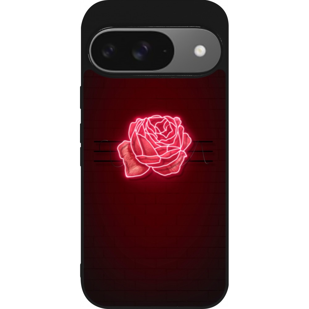 Google Pixel 9 / Pixel 9 Pro Case Hülle - Silikon schwarz Spring 23 neon rose