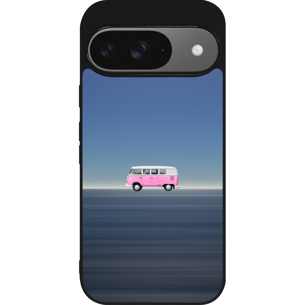 Google Pixel 9 / Pixel 9 Pro Case Hülle - Silikon schwarz Spring 23 pink bus