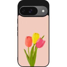 Google Pixel 9 / Pixel 9 Pro Case Hülle - Silikon schwarz Spring 23 tulip trio