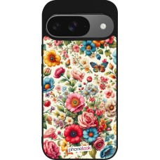 Google Pixel 9 / Pixel 9 Pro Case Hülle - Silikon schwarz Spring 25 fruehling bluetend