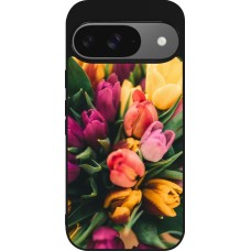 Google Pixel 9 / Pixel 9 Pro Case Hülle - Silikon schwarz Bouquet of tulips 2026