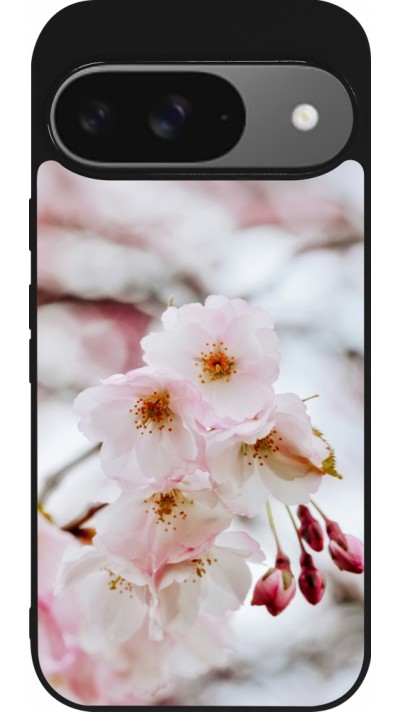 Google Pixel 9 / Pixel 9 Pro Case Hülle - Silikon schwarz Cherry tree 2026