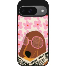 Google Pixel 9 / Pixel 9 Pro Case Hülle - Silikon schwarz Dog with newspaper 2026