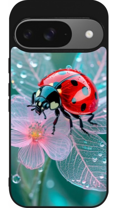 Google Pixel 9 / Pixel 9 Pro Case Hülle - Silikon schwarz Ladybird in bloom 2026