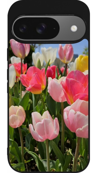 Google Pixel 9 / Pixel 9 Pro Case Hülle - Silikon schwarz Tulips 2026