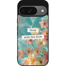 Google Pixel 9 / Pixel 9 Pro Case Hülle - Silikon schwarz Summer 2025 Grow with the flow