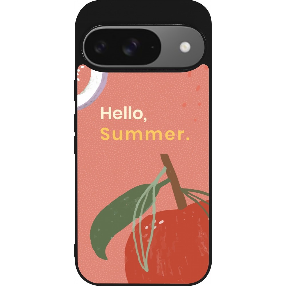 Google Pixel 9 / Pixel 9 Pro Case Hülle - Silikon schwarz Summer 2025 Hello summer