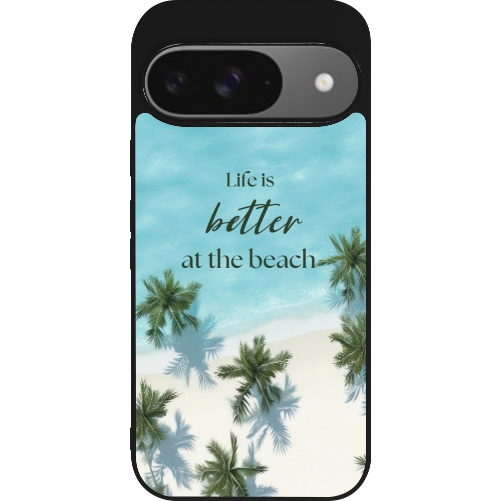 Google Pixel 9 / Pixel 9 Pro Case Hülle - Silikon schwarz Summer 2025 Life is better at the beach