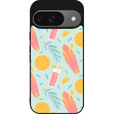 Google Pixel 9 / Pixel 9 Pro Case Hülle - Silikon schwarz Summer 2025 Pattern citron