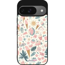 Google Pixel 9 / Pixel 9 Pro Case Hülle - Silikon schwarz Sommer Pink Muster