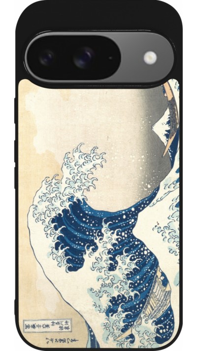 Google Pixel 9 / Pixel 9 Pro Case Hülle - Silikon schwarz Kunstbild - Die große Welle vor Kanagawa - Hokusai