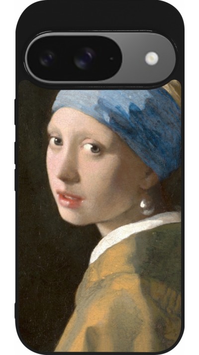 Google Pixel 9 / Pixel 9 Pro Case Hülle - Silikon schwarz Kunstbild - Das Mädchen mit dem Perlenohrring - Jan Vermeer