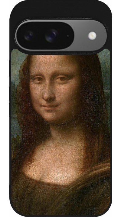 Google Pixel 9 / Pixel 9 Pro Case Hülle - Silikon schwarz Kunstbild - Mona Lisa - Leonardo de Vinci