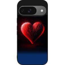 Google Pixel 9 / Pixel 9 Pro Case Hülle - Silikon schwarz Valentin 2025 rotes Herz