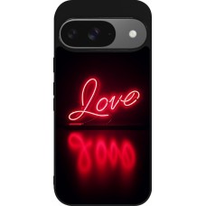Google Pixel 9 / Pixel 9 Pro Case Hülle - Silikon schwarz Valentine 2025 Neon Liebe