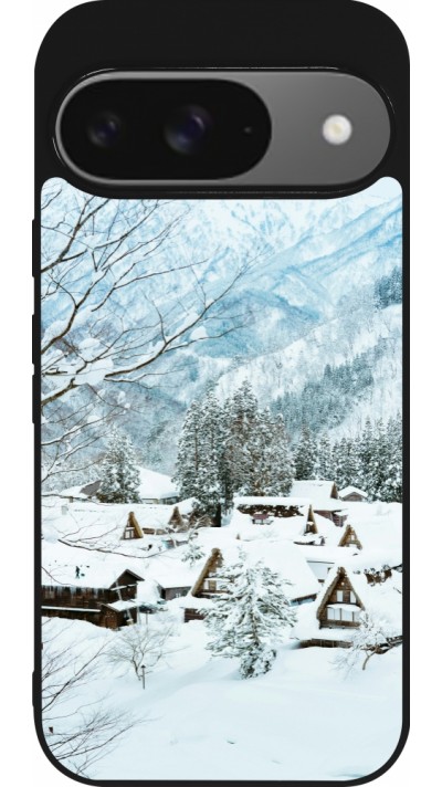 Google Pixel 9 / Pixel 9 Pro Case Hülle - Silikon schwarz Winter 25 Winter snowy landscape