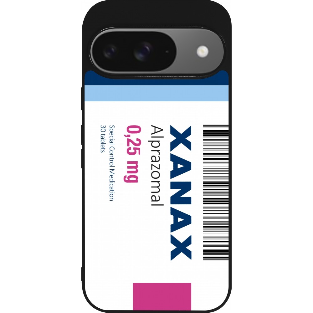 Google Pixel 9 / Pixel 9 Pro Case Hülle - Silikon schwarz Xanax Alprazolam 2025