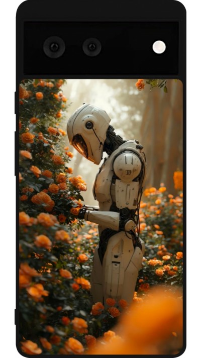 Coque Google Pixel 6 - Silicone rigide noir Astronaut flowers 2025