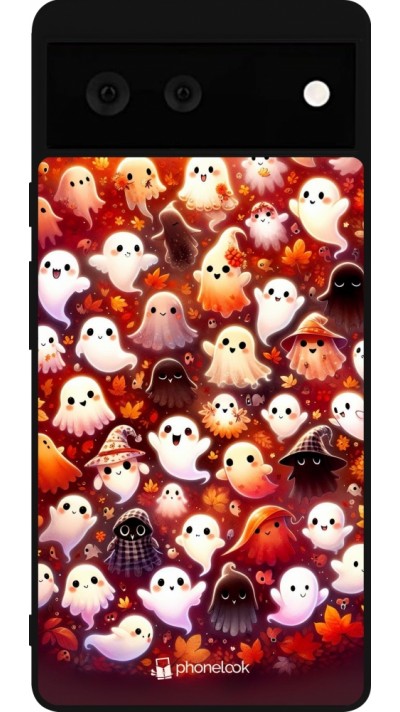 Coque Google Pixel 6 - Silicone rigide noir Fantômes automne mignons Coque Google Pixel 6 - Silicone rigide noir Fantômes automne mignons