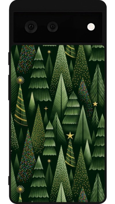 Google Pixel 6 Case Hülle - Silikon schwarz Christmas 25 Pattern Xmas Tree